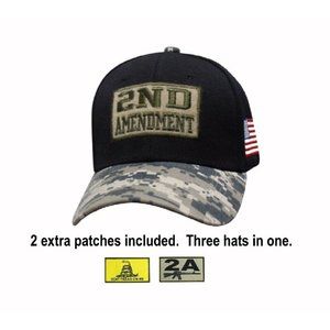 2nd Amendment Gun Rights Patch 3-In-1 Digi Camo Cap Hat - NEW Fast Ship